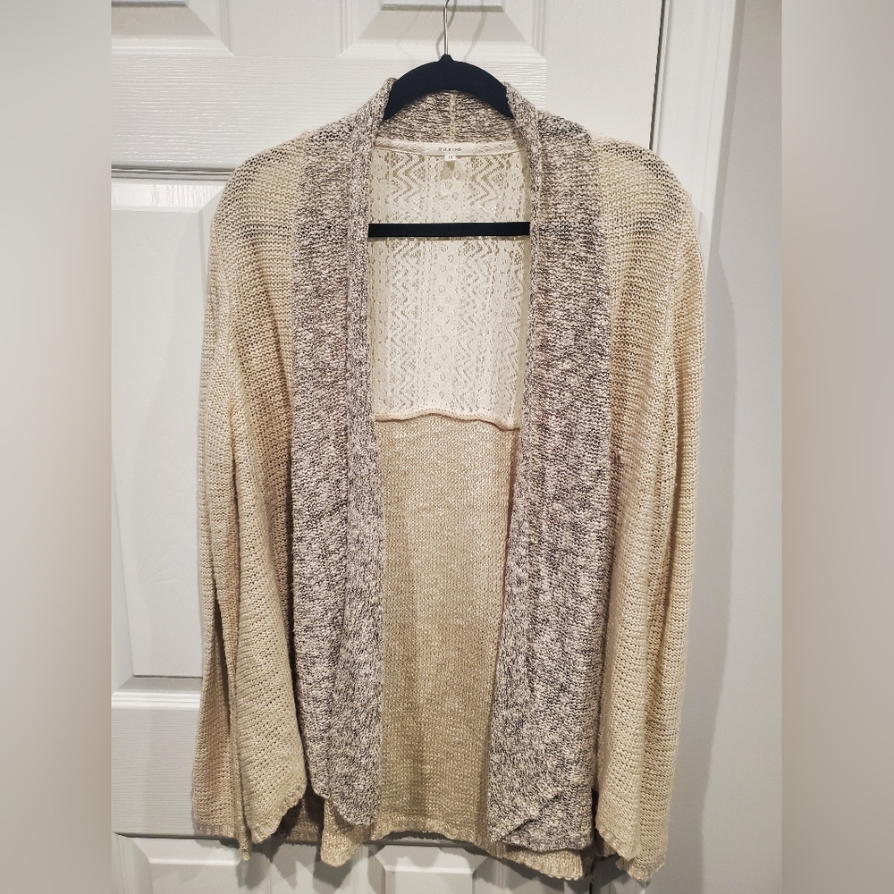 Maurices XL heathered cream lace back cardigan